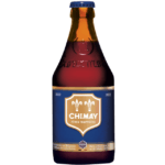 La imagen muestra una cerverza Chimay Azul disponible en the beer club