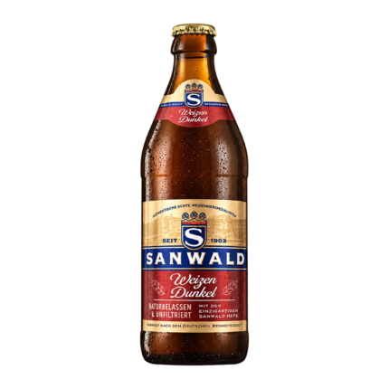 Botella de cerveza Sanwald Weizen Dunkel sin fondo