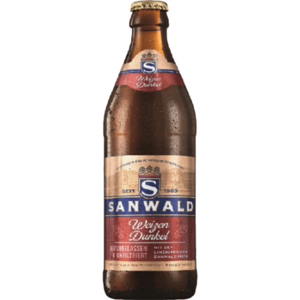 La imagen muestra la cerveza sanwald hefe dunkel disponible en the beer club