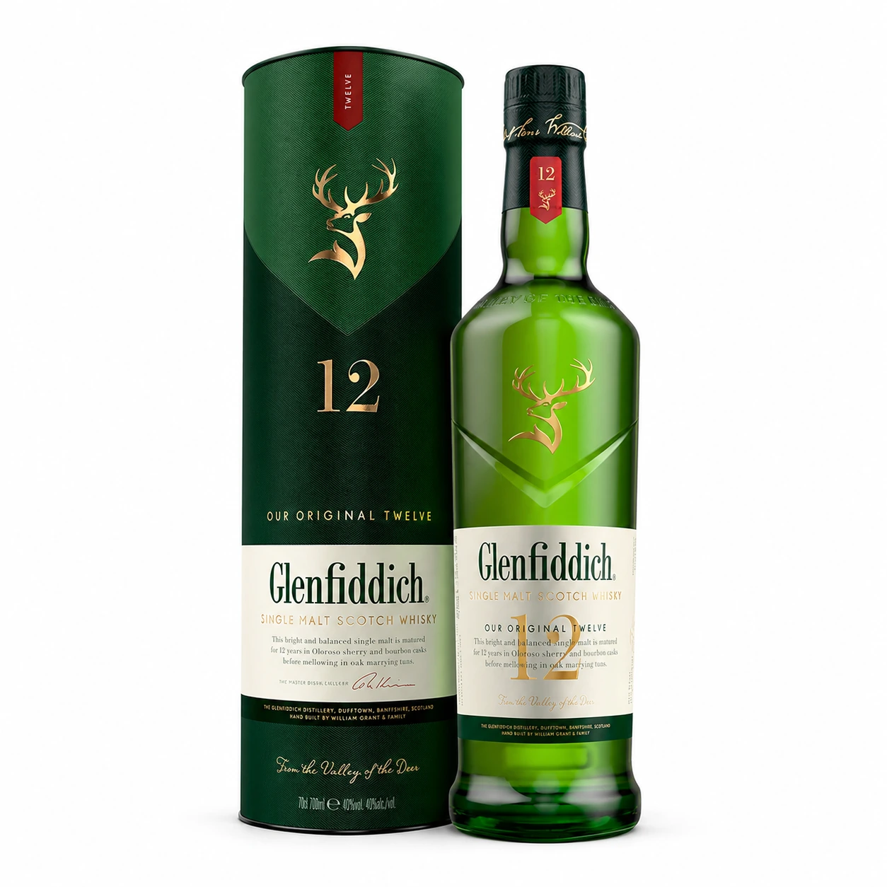 glenfiddich-12-anos-70-cl Botella y estuche de whisky Glenfiddich 12 años 70 cl