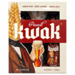 Estuche Kwak con cuatro cervezas, vaso oficial y soporte de madera