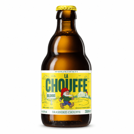 Botella de cerveza La Chouffe 33 cl, cerveza belga rubia de 8 %