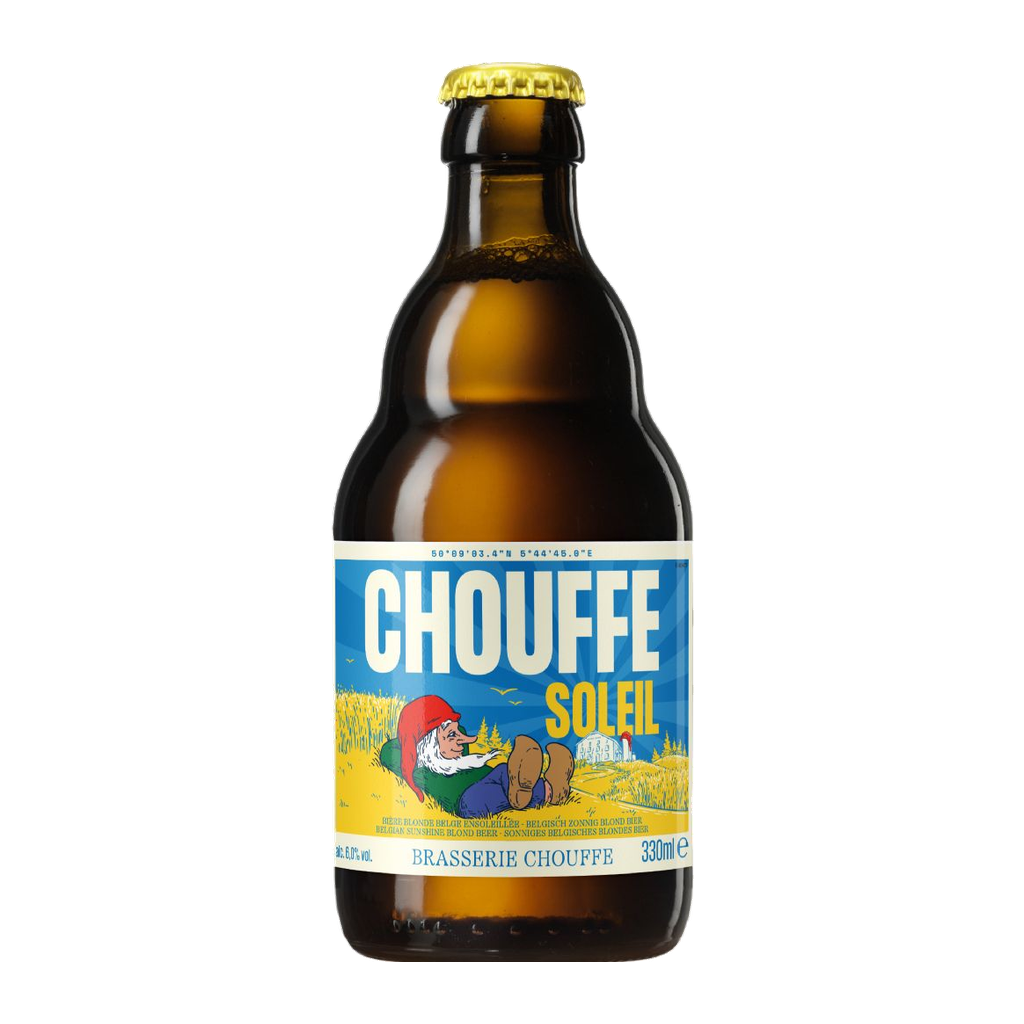 La Chouffe Soleil 33 cl — botella sin fondo Botella de cerveza La Chouffe Soleil 33 cl, 6 % vol., sin fondo