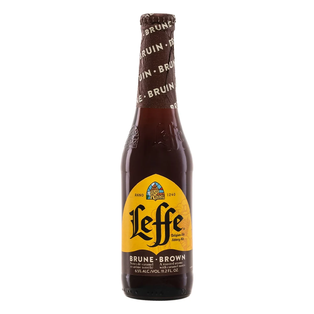 leffe-brune-33cl-1000 Botella de cerveza Leffe Brune 33 cl, Dubbel de abadía belga de 6,5% vol.