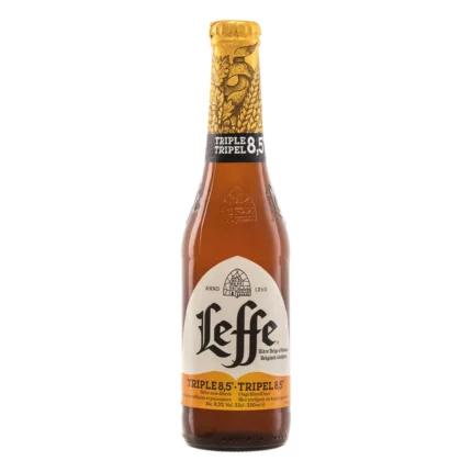 Botella de cerveza Leffe Triple 33 cl, Tripel de abadía belga de 8,5% vol.
