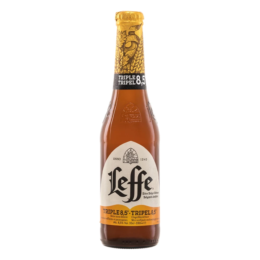 leffe-triple-33cl-1000 Botella de cerveza Leffe Triple 33 cl, Tripel de abadía belga de 8,5% vol.