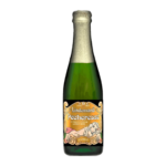 Botella de cerveza Lindemans Pecheresse, lambic de melocotón, sin fondo