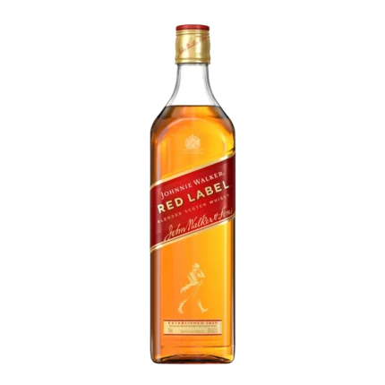 Botella de Johnnie Walker Red Label de 70 cl sobre fondo blanco