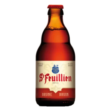 Botella de cerveza Saint Feuillien Brune 33 cl, cerveza de abadía belga 8,5% vol.