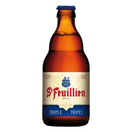 Botella de cerveza Saint Feuillien Triple 33 cl, Tripel de abadía 8,5% vol.