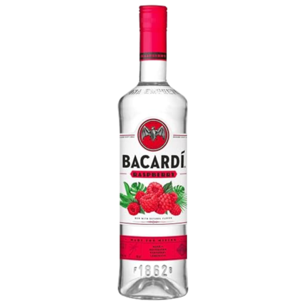 Botella de Bacardí Razz Raspberry, etiqueta original de 35% vol.