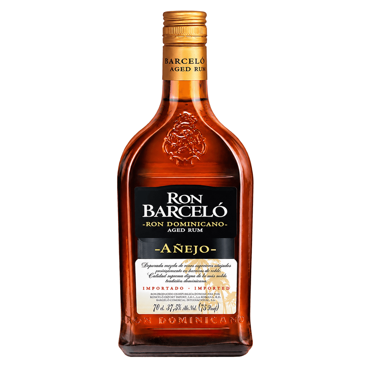 Barceló Añejo Ron 70 cl — sin fondo Botella de Ron Barceló Añejo 70 cl