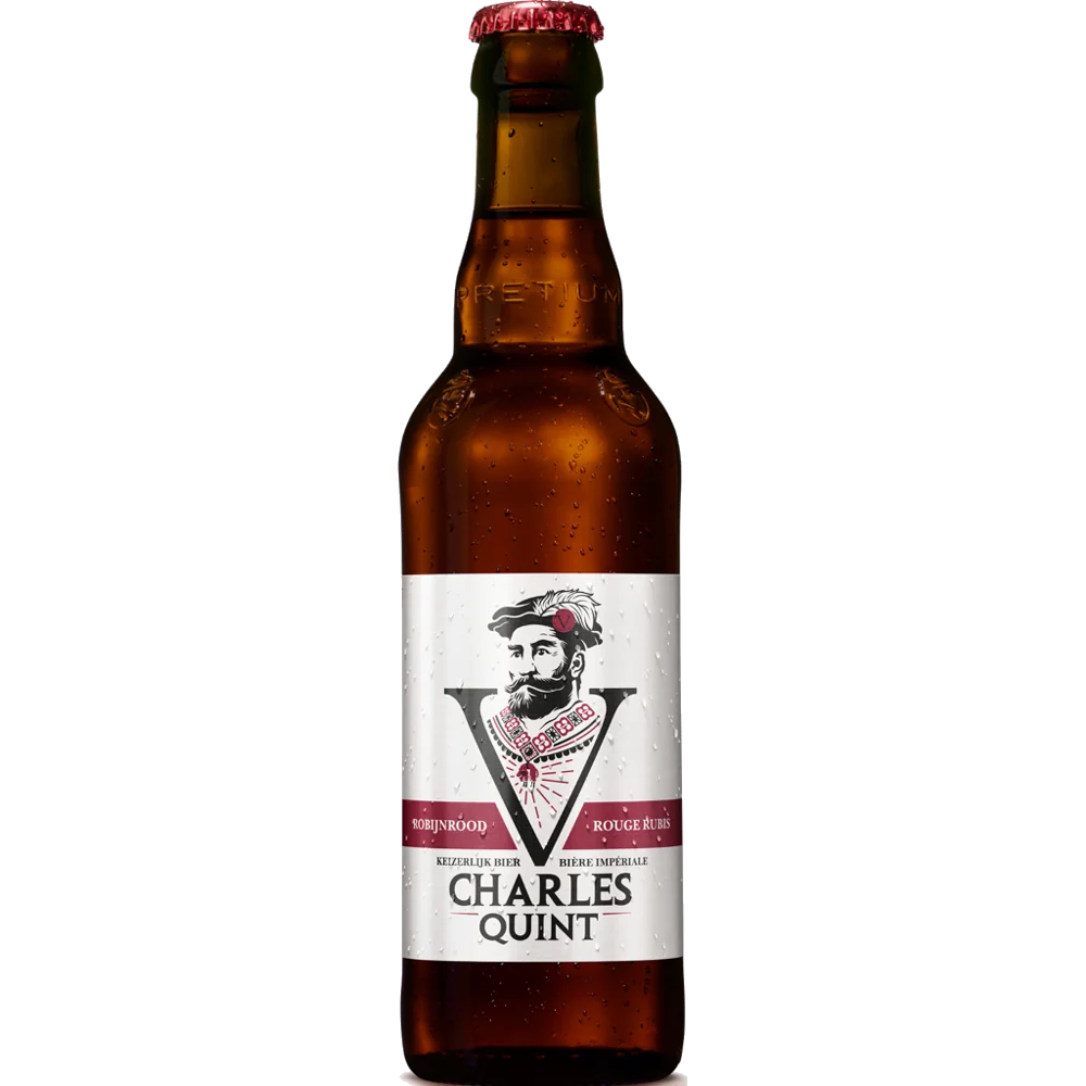 Charles Quint Rouge Rubis 33 cl — sin fondo Botella de cerveza Charles Quint Roja 33 cl