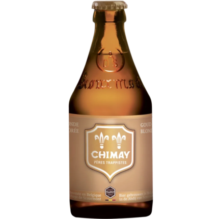 Botella de cerveza Chimay Dorée 33 cl, rubia trapense belga de 4,8 %