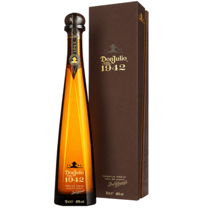 Botella y estuche de Don Julio 1942 Añejo Tequila 70 cl sin fondo