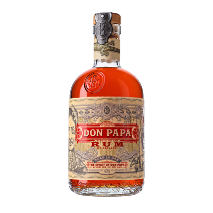 Botella de Don Papa 7 Años Ron 70 cl sin fondo