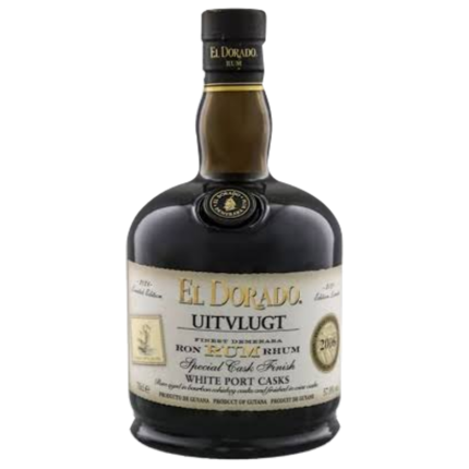 Botella de El Dorado Uitvlugt, imagen de la fila 506 con etiqueta White Port Casks
