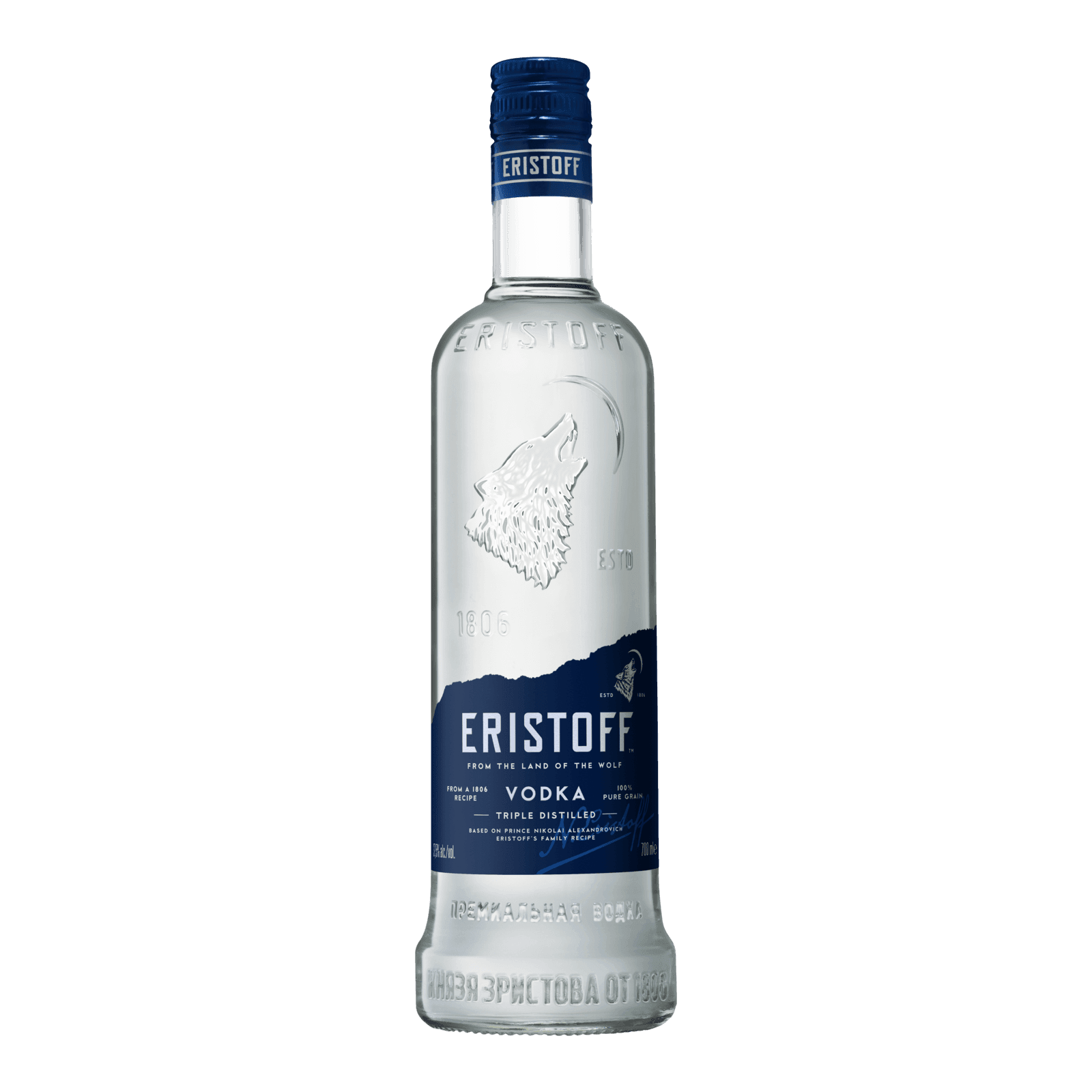 Eristoff Original Vodka 70 cl sin fondo Botella de Eristoff Original Vodka 70 cl, 37,5 % vol., sin fondo
