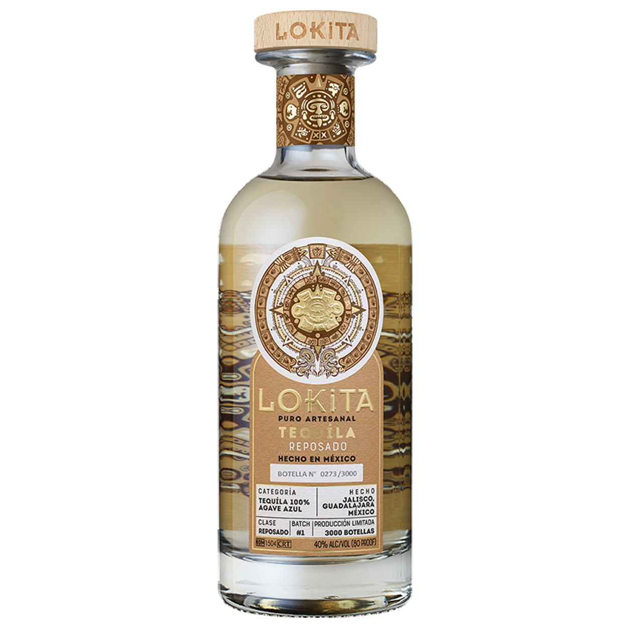 Lokita tequila reposado 70cl 100% agave azul — sin fondo Lokita tequila reposado 70cl 100% agave azul