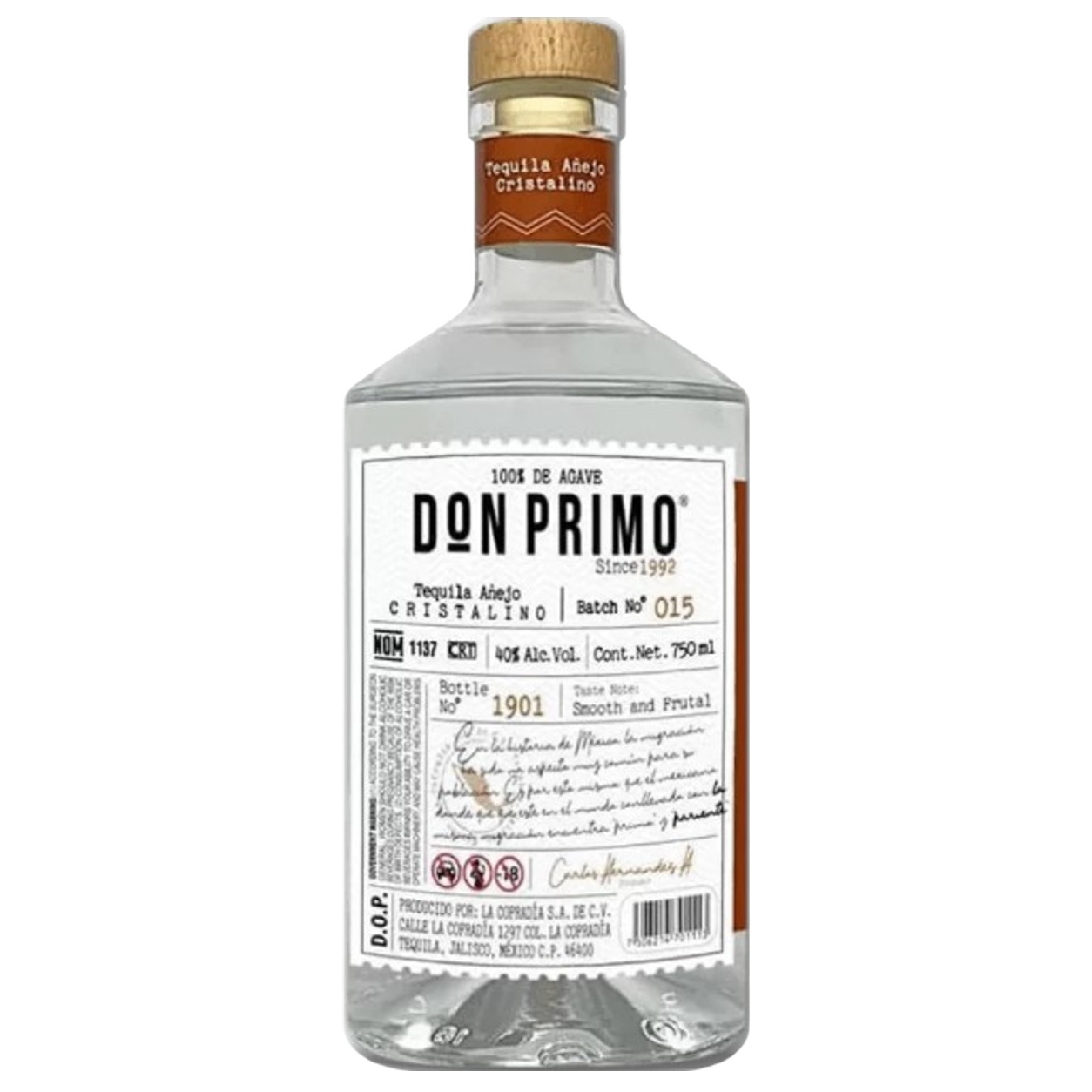 Tequila don primo añejo cristalino 100% agave 70cl — sin fondo Tequila don primo añejo cristalino 100% agave 70cl