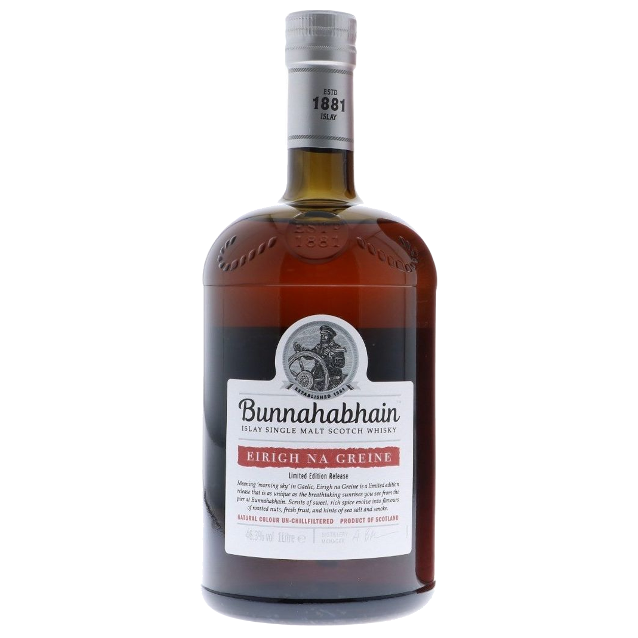 Bunnahabhain eirigh na greine islay single malt 1 litro — sin fondo Bunnahabhain eirigh na greine islay single malt 1 litro