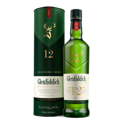Botella y estuche de whisky Glenfiddich 12 años 70 cl