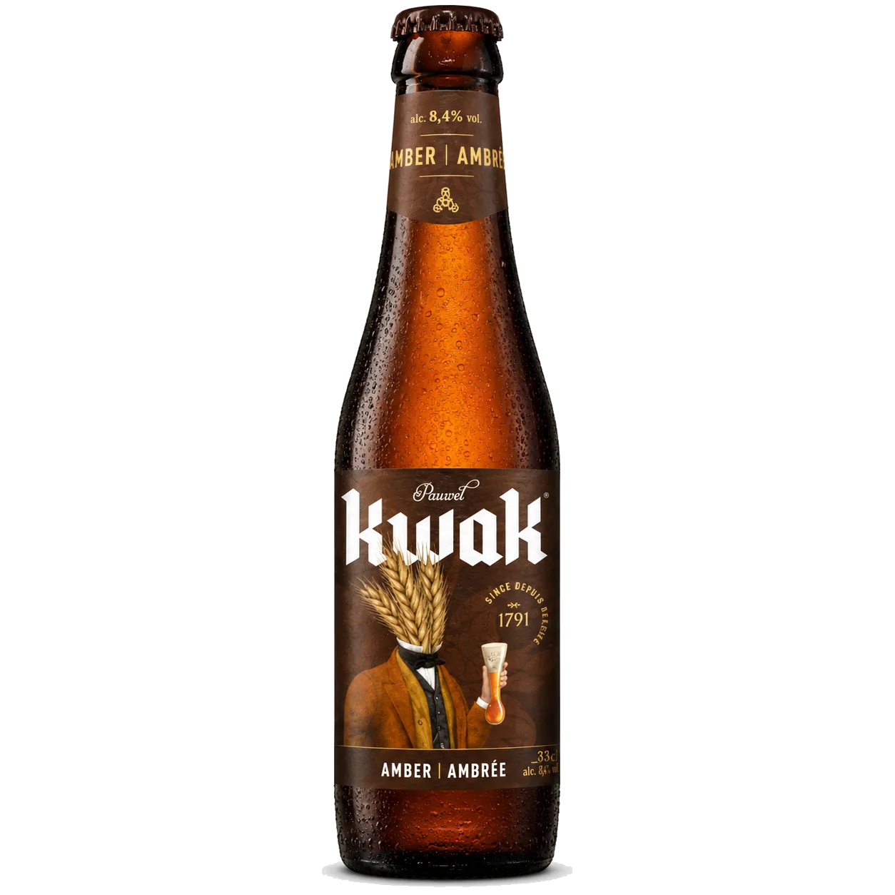 Kwak Amber 33 cl — sin fondo Imagen que muestra la cerveza Kwak en formato 33cl