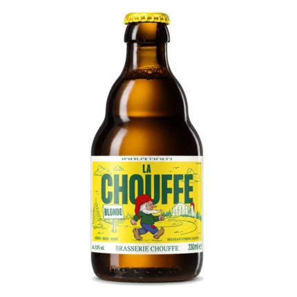 Botella de cerveza La Chouffe 33 cl, cerveza belga rubia de 8 %