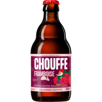 Botella de cerveza La Chouffe Framboise 33 cl, cerveza belga de frambuesa de 7 %
