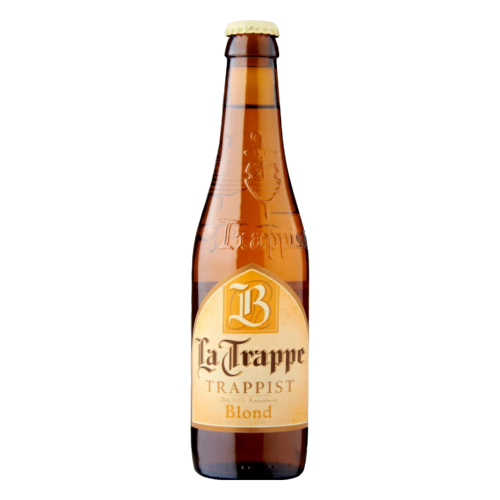 La Trappe Blond 33 cl — sin fondo Botella de cerveza La Trappe Blonde 33 cl, cerveza trapense neerlandesa de 6,5 %