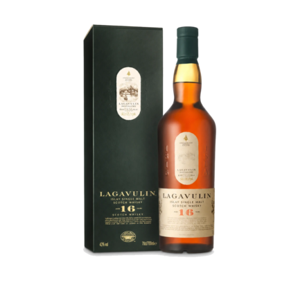 Botella y estuche de Lagavulin 16 años en formato 70 cl