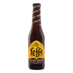 Botella de cerveza Leffe Brune 33 cl, Dubbel de abadía belga de 6,5% vol.