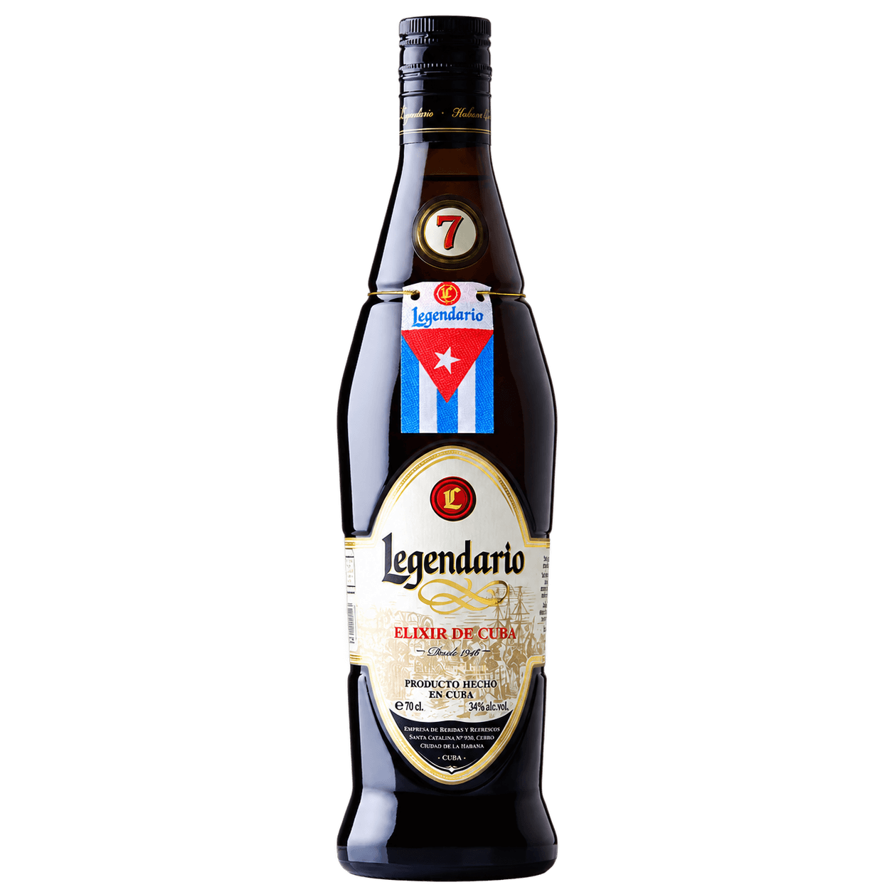 Legendario Elixir de Cuba 70 cl — sin fondo Botella de Legendario Elixir de Cuba 70 cl, 34 %, sin fondo