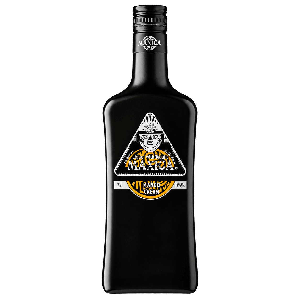 Maxica Crema de Tequila Mango 70 cl — sin fondo Botella de Maxica Crema de Tequila Mango 70 cl sin fondo