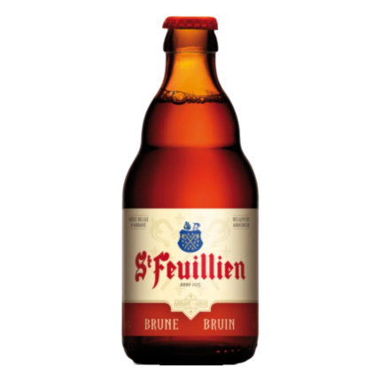 Botella de cerveza Saint Feuillien Brune 33 cl, cerveza de abadía belga 8,5% vol.