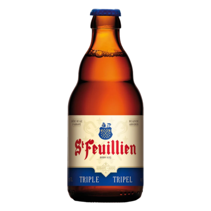 Botella de cerveza Saint Feuillien Triple 33 cl, Tripel de abadía 8,5% vol.