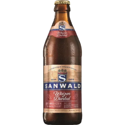 La imagen muestra la cerveza sanwald hefe dunkel disponible en the beer club