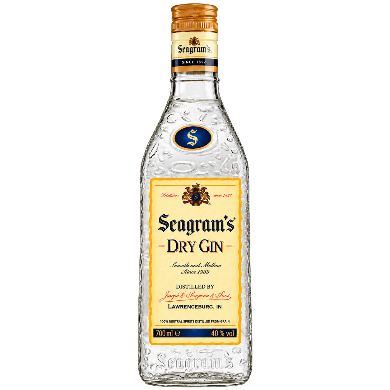 Seagram’s Dry Gin 70 cl Botella de Seagram’s Dry Gin 70 cl sin fondo